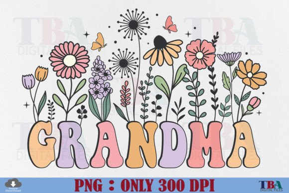 Download Grandma PNG, Retro Flower Mother's Day - Day Collection