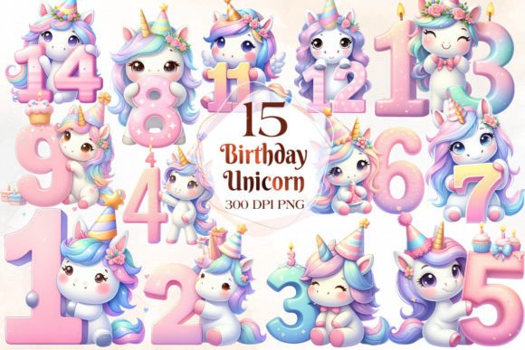 Download Birthday Unicorn Sublimation Clipart - Day Collection