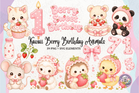 Download Kawaii Berry Birthday Animals - Day Collection